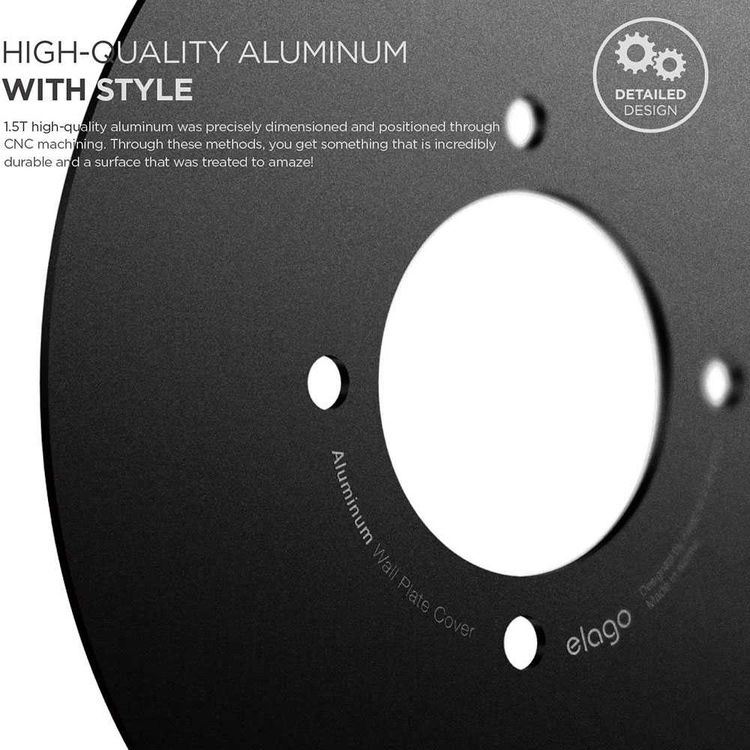 Elago  Aluminum Wall Plate Cover Suitable for Google Nest Thermostat Wall Plate Compatible with Nest Learning Thermostat 1st/2nd/3rd - Black