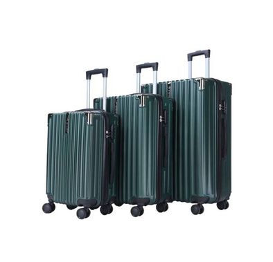 Levelo 3-Set ABS Luggage with Built-in Weighing Scale, Combination Lock, Iron Trolley, Double Wheels, Impact-Resistant Corners & Shock-Resistant, PP & Soft Rubber Handle - Forest Green