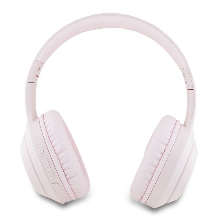 سماعات جيس بشعار كلاسيكي مطبوع، 32 ساعة من وقت التشغيل، ساعتين من وقت الشحن، وسادة مريحة عالية الجودة، تحكم في التشغيل والمكالمات، مقاومة للماء، مكالمات بدون استخدام اليدين، منفذ توصيل USB-C - باللون الوردي
