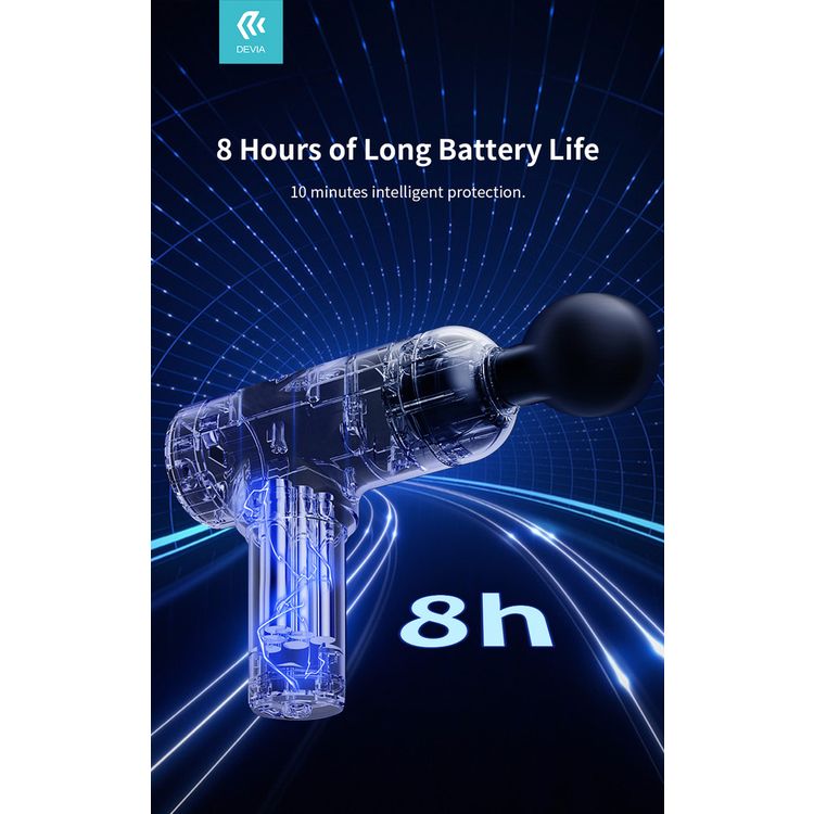 Devia 359668-BK General Fascia Gun Electric Massager Muscle Relaxer for Pain Relief { Brush Motor } 2000mah 25W - Black
