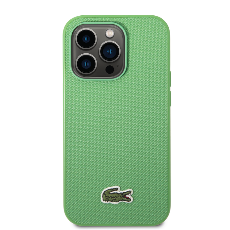 Lacoste Hard Case Iconic Petit Pique PU Woven Logo Estragon Compatible with iPhone 14 Pro Max - Green