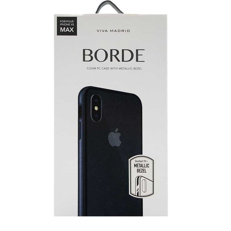 Viva Madrid Borde Transparent Back Case Compatible for iPhone X/Xs - 360° Aluminum Frame - Shock Absorbent Bumper - 4H Scratch Resistance - Drop Protection Back Cover - Gunmetal