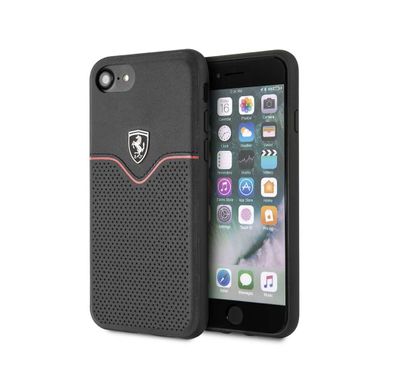 كفر فيراري من الجلد الصلب لهاتف iPhone SE 2 - أسود