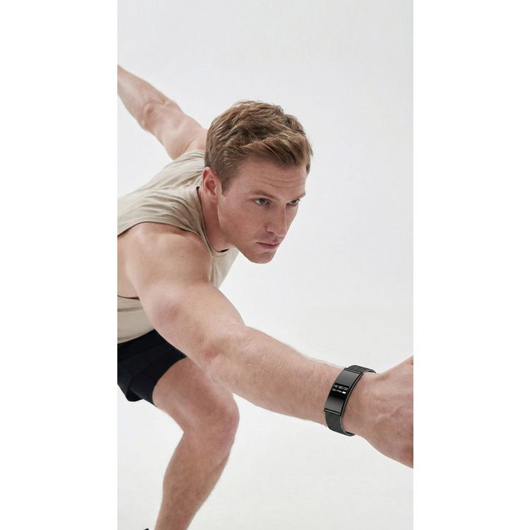 Porodo Trackfit Plus Smart Bracelet Fitness Tracker with 7 Days Working Time, Display App, IPX8 Water Resistance Level, Activity & Health Tracker, Wrist Optical Sensor, Heart Rate, Blood Pressure & Blood Oxygen Monitoring, Full Day Automatic Sleep Track, Shake to Take a Photo - Black