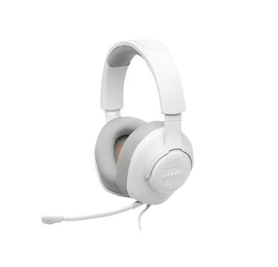 JBL Quantum 100M2 Wired Over-ear Gaming Headset, Lightweight & Compact Design, Memory Foam with Fabric Ear Cushions Material, 1.2m Cable Length, 40mm  Driver Size - White