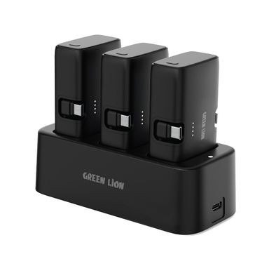 Green Lion 3 in 1 Power Bank Station, 5000mAh, LED Indicator, ABS Fireproof Material, Type-C & Lightning Integrated Cables - Black