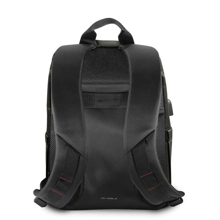 Ferrari Nylon 15" Backpack with Metal Logo Off Track, Charging Port, Adjustable Shoulder Strap, Multiple Pockets, Water Resistant - Kaki