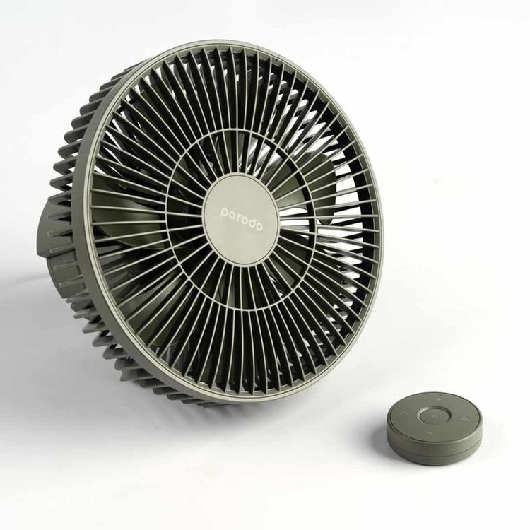 Porodo LifeStyle Outdoor Camping Fan with Remote and LED Light 10000mAh - Green