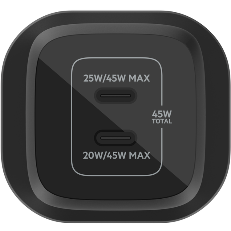 Belkin BOOST CHARGE PRO Dual USB-C GaN Wall Charger with PPS 45W - Black