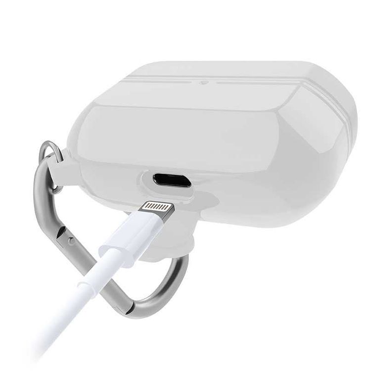 جراب X-Doria Defense Journey لسماعات AirPods Pro مع حلقة تثبيت وحلقة قابلة للفصل، مصنوع من مادة TPU والسيليكون، مقاوم للماء والغبار، حماية كاملة 360 درجة، مضاد للخدش - أبيض