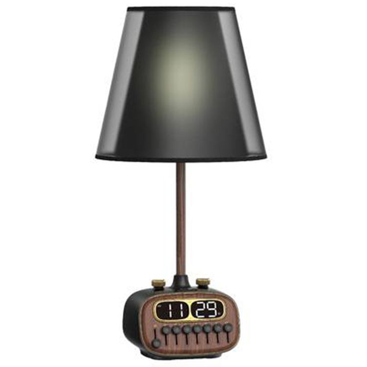 Porodo Retro Desk Lamp White-Noise & BT Speaker, Alarm and Snooze Function, Screen Display, 3 Brightness Levels (Low, Medium, High), Charging Ability, 8 Nature Sounds, USB-A Charging Port - Black 