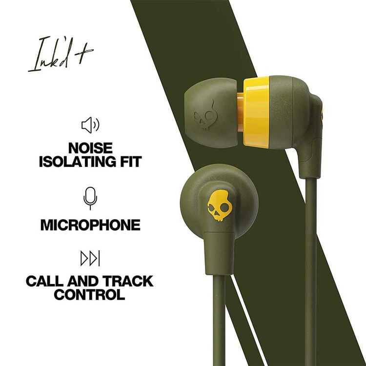 Skullcandy Ink'd+ In-Ear Earbuds with Microphone - Yellow