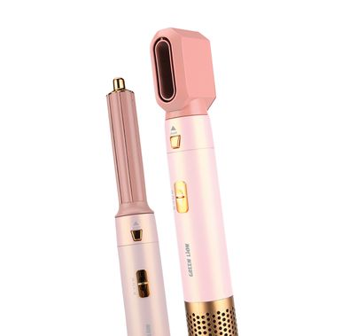 Green Lion 5-in-1 Professional Hair Styler 2 with Safety Lock, 1000W Power, 28000RPM Motor Speed, 3 Heat Settings, 360° Swivel Cord, Auto Rotation, Portable Design, ABS, PC & PA66 Materials - Pink