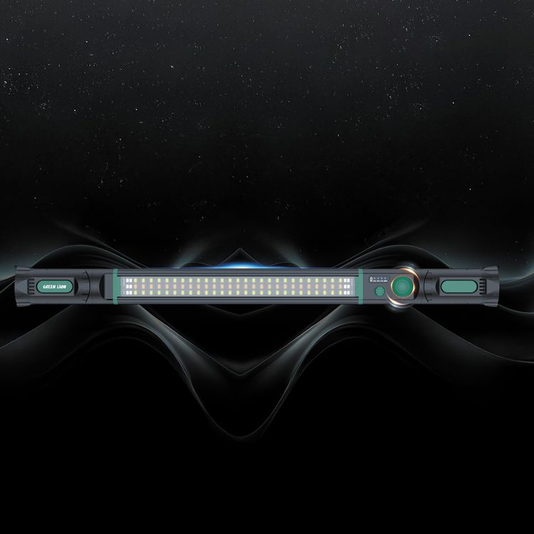 Green Lion Light Beam Magnetic Work Light with 93 LED Lamp Beads, Up to 6 Hours Working Time, USB-C Charging Port, Strong Magnetic Base, 360° Light Coverage, 5200mAh Battery, 180° Head Rotation - Black