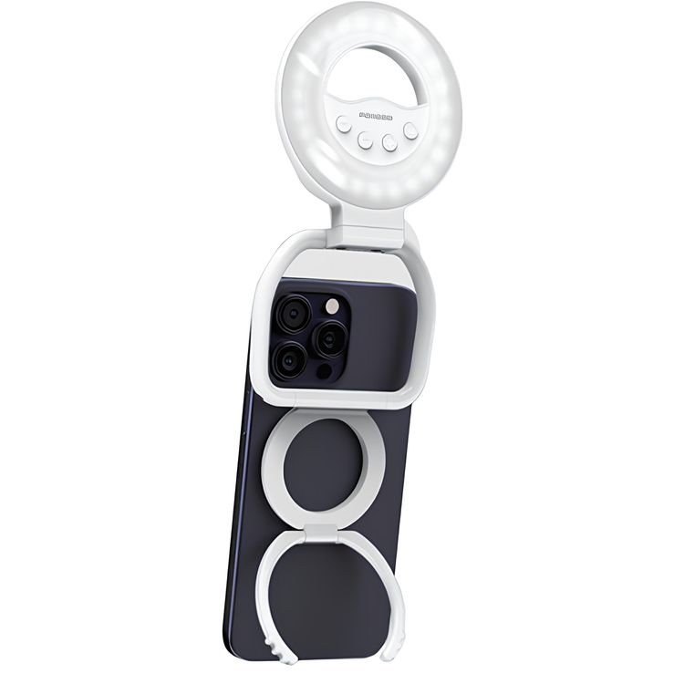 Porodo Lifestyle Snapbright Magnetic LED Fill Light with Adjustable Phone Mount, Up to 6 Hours Working Time, 800 mAh Battery Capacity, 3 Light Modes, Adjustable Angle Flexibility, 60 LED Beads, USB-C Charging Port - White