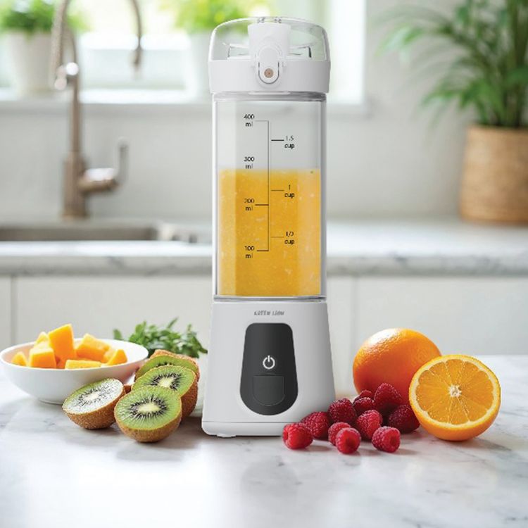 Green Lion Juice Mate Pro Portable Juicer with 470mL Capacity, 6-Blade Design, Food-Grade Material, Up to 20 Blending Cycles, 180W Power, 20 Seconds Single Blend Time, Auto-Off Function, LED Display - White