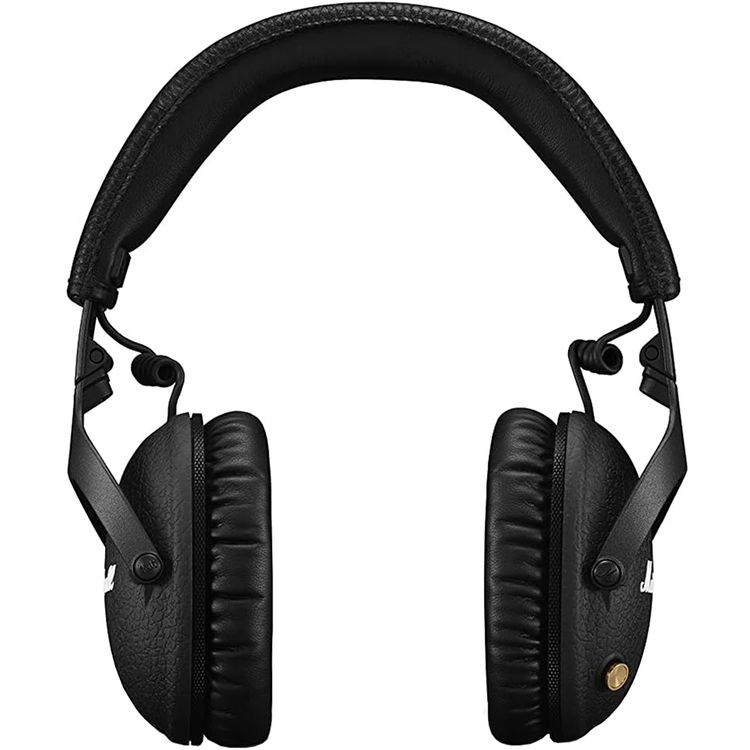 سماعات رأس لاسلكية Marshall Monitor II فوق الأذن مع خاصية إلغاء الضوضاء النشطة، مدة تشغيل تصل إلى 45 ساعة، مدة شحن تصل إلى ساعتين، إصدار بلوتوث 5.0، منفذ شحن من النوع C، مقبس اتصال 3.5 مم، تصميم قابل للطي - أسود ماسي