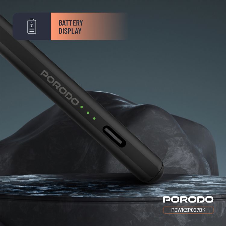 قلم بورودو المغناطيسي لجهاز آيباد، حجم سن 1.2 مم، يعمل بشكل مستمر لمدة 9 ساعات، مصنوع من سبيكة الألمنيوم، منفذ شحن USB-C، بطارية 130mAh، متوافق مع موديلات الآيباد من 2018 إلى 2024، بدون تأخير، شحن سريع - أسود