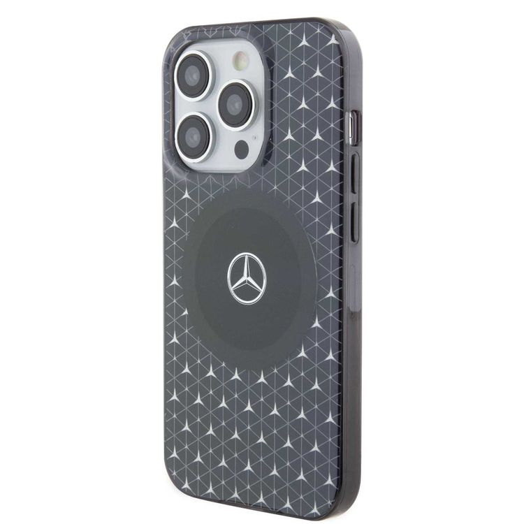 Mercedes-Benz iPhone 15 Pro Magsafe Double Layer Case With Mini Stars Pattern - Black
