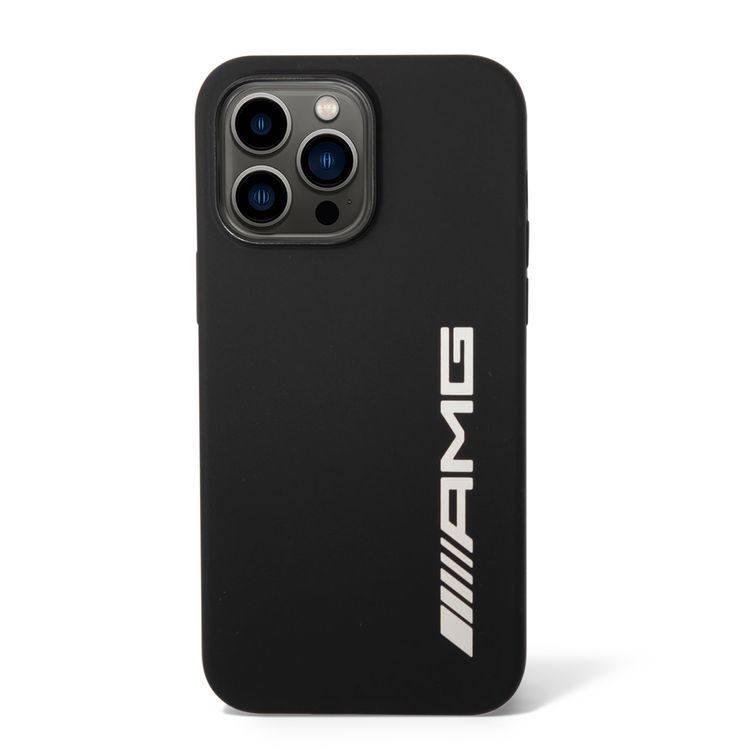 AMG Liquid Silicone Case with Colorful AMG Logo Bumper ProtectioniPhone 14 Pro Max Compatibility - White