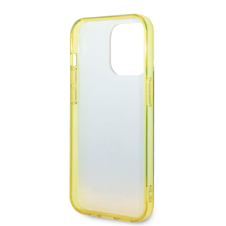 USPA PC / TPU جراب متدرج مع مصد مصبوغ وشعار الحصان متوافق مع iPhone 14 Pro Max - كحلي / أصفر