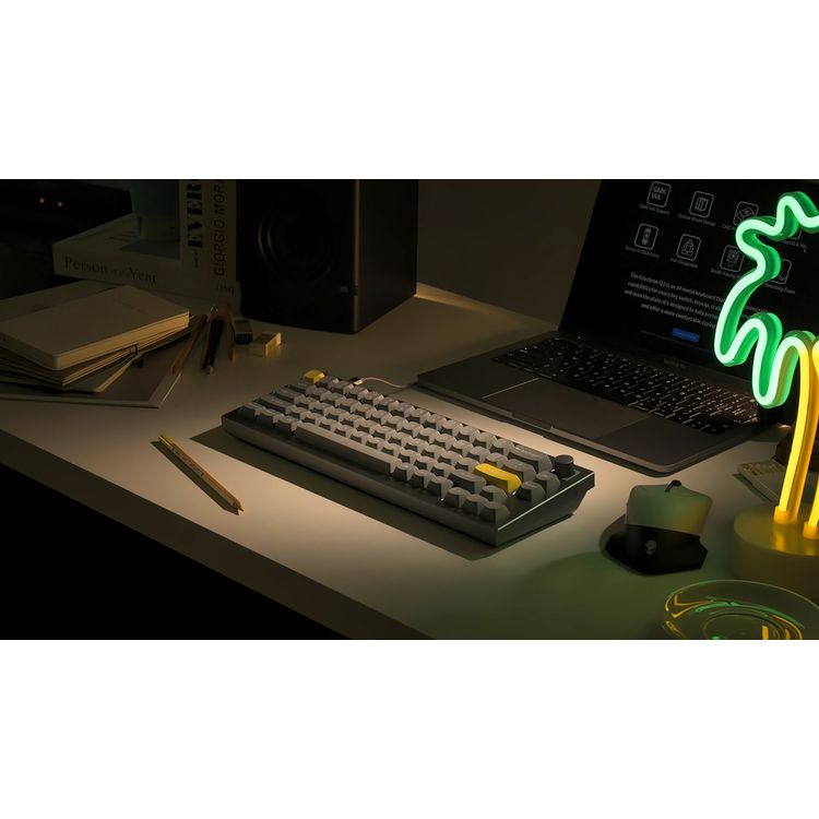Keychron Q2 QMK Custom Mechanical Keyboard with RGB, Knob Red Switch and Costom Hotswappable Compatible with Mac & Windows - Grey