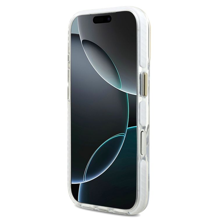 غطاء لاكوست ماج سيف شفاف مصنوع من TPU وPC بتشطيب متجمد لهاتف آيفون 17 برو ماكس، حماية من السقوط، تصميم نحيف، تغليف مستدام، تصميم سهل التركيب - أبيض / ذهبي