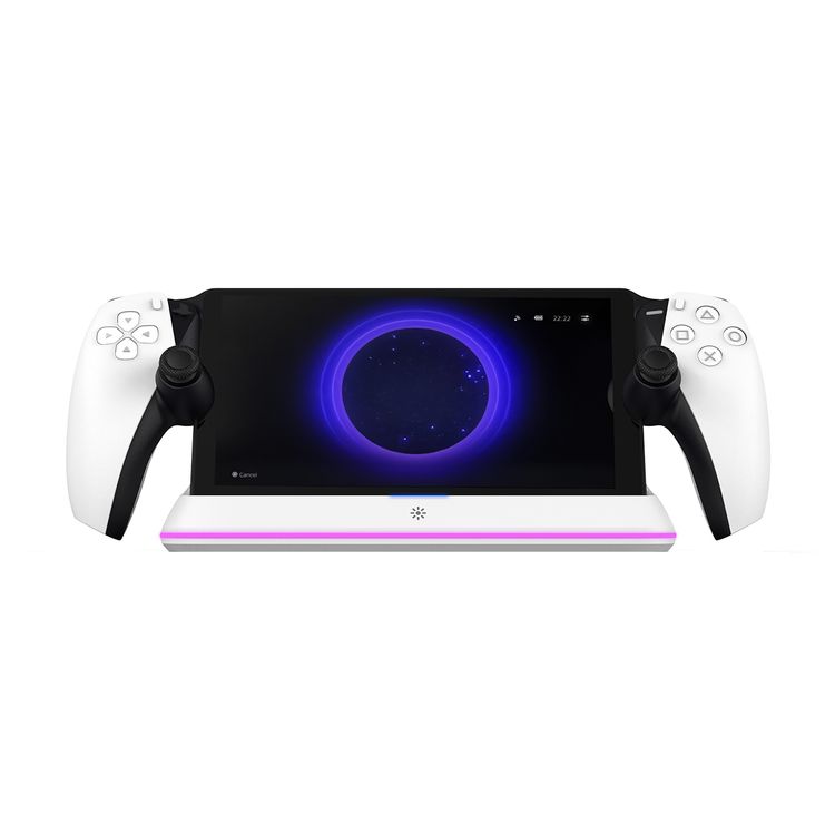 Porodo Gaming PlayStation Portal Charging Dock with RGB Lights, Type-C Connector, 3.5 Hours Charging Time, Built-in Safeguards, Anti-Slip Base, Magnetic Charging - White