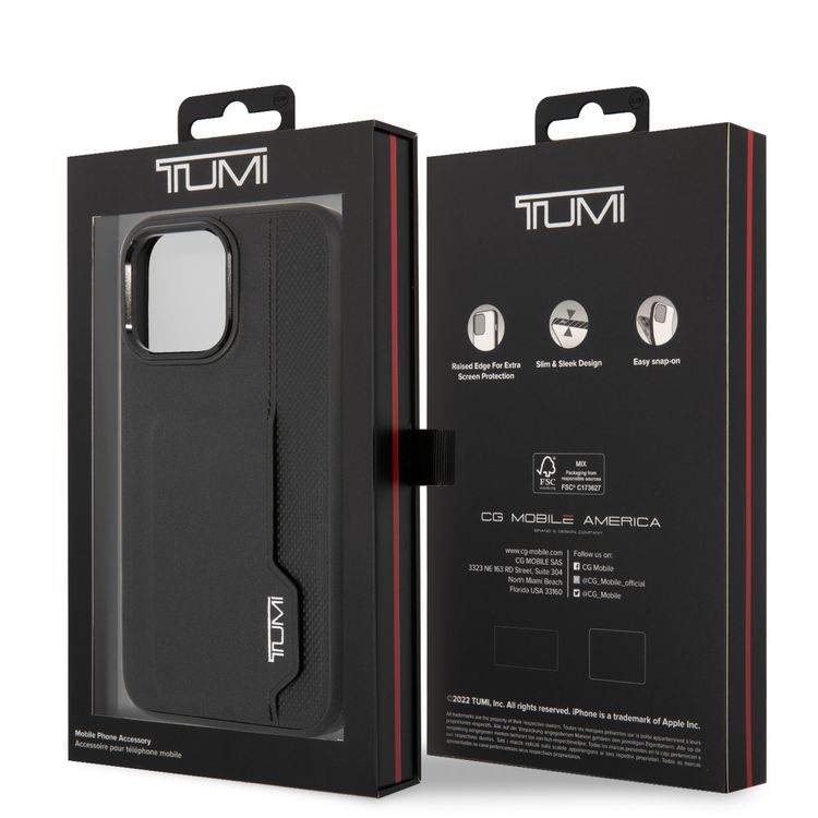Tumi HC Leather Case With Vertical Card Slot iPhone 14 Pro Max - Black