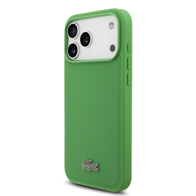 Lacoste MagSafe PU Leather Hard Case with Iconic Petit Pique Logo for iPhone 17 Pro, Drop Protection, Slim Profile, Easy Snap-On Design, Sustainable Packaging - Green