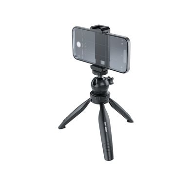 Green Lion Mini Tripod with Phone Holder, ABS & Aluminum Material, 2.5kg Load Capacity, 90º Tilt Ball Head, 360º Rotation, Non-Slip Feet, Pan & Tilt Functions - Black