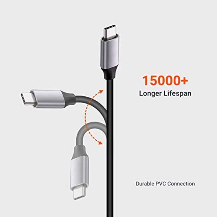 كابل بورودو من النوع سي إلى 4ك HDMI بطول 2 متر / 6.6 قدم مع غلاف ألومنيوم فاخر ، فيديو 4ك @ 60 هرتز ، موصل HDMI عالي الدقة ، وصلة من مادة بولي فينيل كلوريد متينة ، سلك توصيل وتشغيل - رمادي