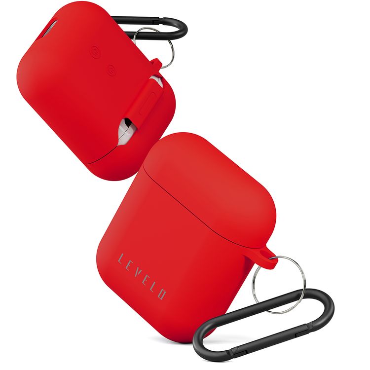 Levelo Gorra Hybrid Silicone AirPods 1 & 2 Case with Metal Carabiner, Shockproof, Slim & Thin Design, Lightweight & Slim, Easy Snap-On - Red