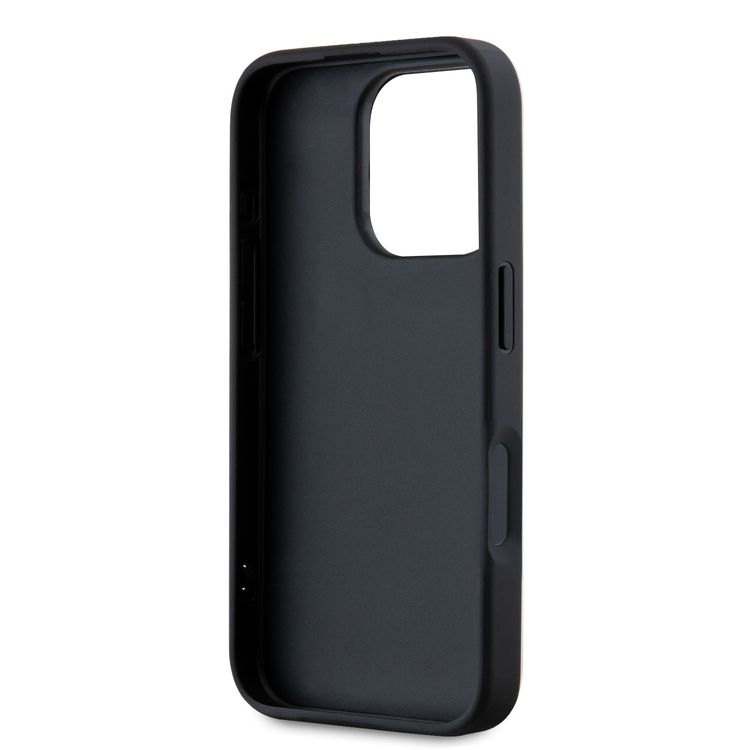 جراب Karl Lagerfeld PU الصلب مع شرائط رياضية لهاتف iPhone 16 Pro Max، خفيف الوزن، مادة عالية الجودة، قبضة مريحة وآمنة - وردي