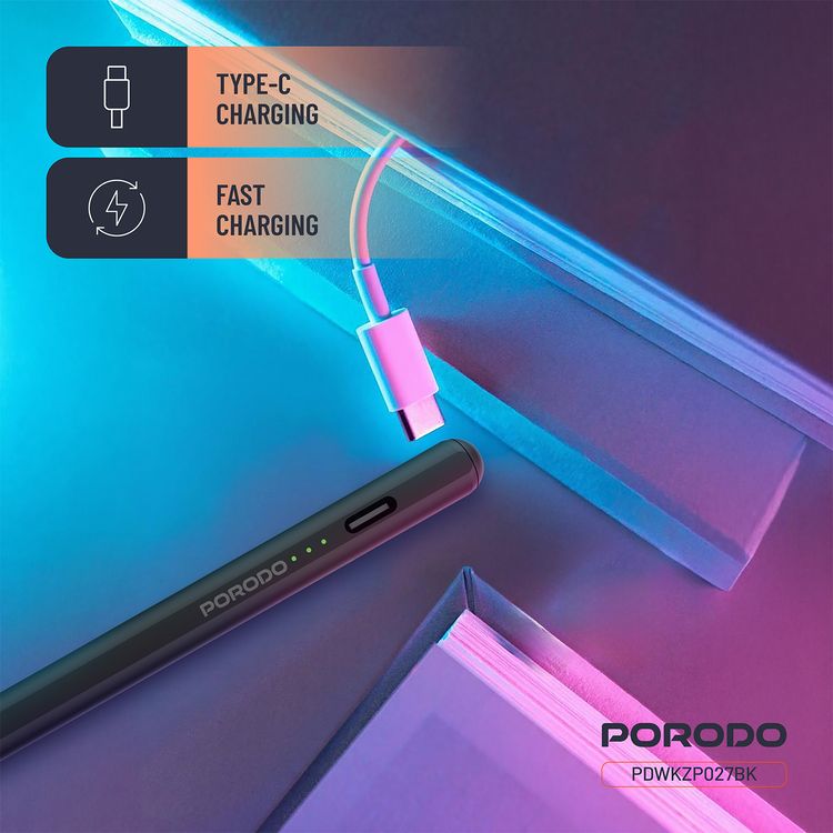 قلم بورودو المغناطيسي لجهاز آيباد، حجم سن 1.2 مم، يعمل بشكل مستمر لمدة 9 ساعات، مصنوع من سبيكة الألمنيوم، منفذ شحن USB-C، بطارية 130mAh، متوافق مع موديلات الآيباد من 2018 إلى 2024، بدون تأخير، شحن سريع - أسود