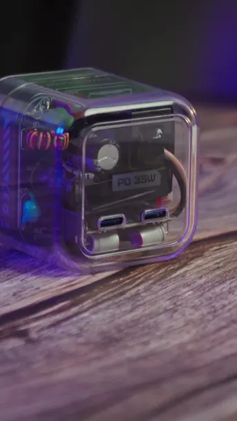 Buy Powerology Transparent 35W PD Dual USB-C Wall Charger With Folding Plugs Online in UAE (PWCUQC020)