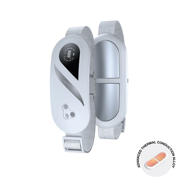 Green Lion Rapid Heat Menstrual Heating Pad with Real-Time Display, 3-Seconds Heat-Up, 4 Heating Modes, 4 Hours Working Time, 30 Minutes Auto Shut-Off, 4000mAh Battery Capacity, 70-120cm Adjustable Belt, Advanced Thermal Conduction Alloy, USB-C Charging Port, Silent Operation - White