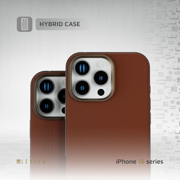 Levelo Cuir Two Tone Leather Case For iPhone 16 Pro Max, Durable, Compact Design, MagSafe Compatible, Hybrid Case, Impact-Resistant Corners , Aluminum Bumper Finish, High Quality Material - Rose Gold Titanium