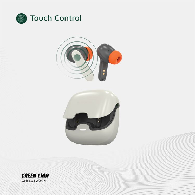 Green Lion Florence True Wireless Earbuds with Touch Control, Low Latency Mode, Voice Assistant, Quad -Mic with ENC Technology, Gaming Mode, Up to 6 Hours Play Time, 100 Hours Standby Time, Type-C Charging Port, Above 10m Transmission Range - Cream