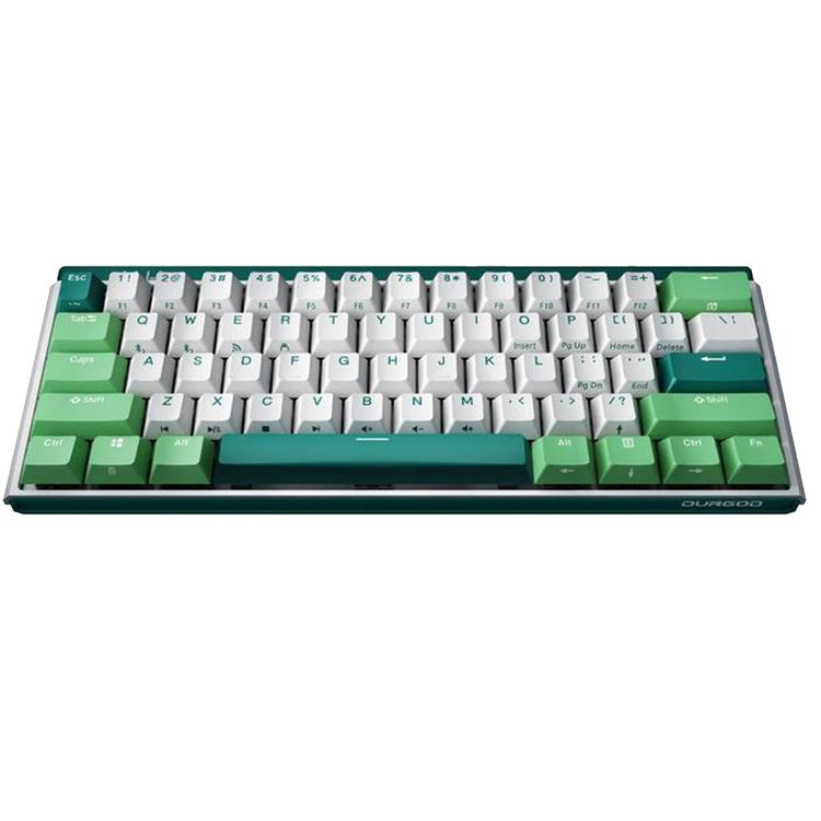 -61 مفتاحًا (تخطيط 60%)، لوحة مفاتيح ميكانيكية لاسلكية Durgod K330W Gateron Crystal Doubleshot PBT (أحمر، بني) - أبيض / أخضر نعناعي