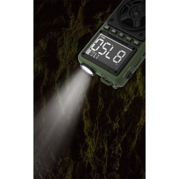 Green Lion Voyager Portable Radio with Bluetooth Speaker, 1.2W Flashlight, 6-7 Hours Playtime, 8-10m Transmission Range, Auto-Scan Mode, Lock & Sleep Function, 1.5 Hours Charging Time - Green