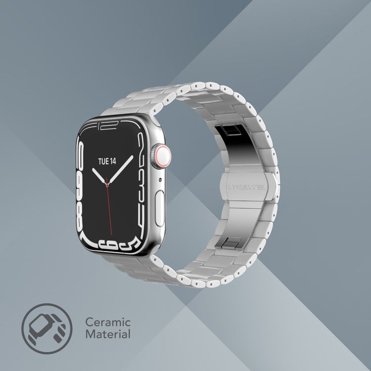 Levelo Nocturne Three-Strain Ceramic Watch Strap for Apple Watch 38/40/41mm, Anti-Scratch, Corrosion-Resistant, Easy Installation - White