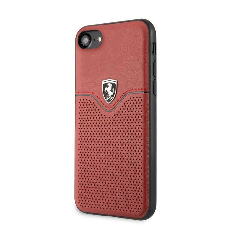 كفر فيراري من الجلد الصلب لهاتف iPhone SE 2 - أحمر