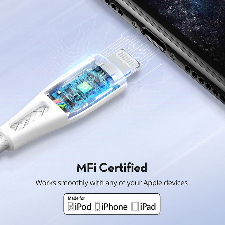 iPhone Cable to Type-C RAVPower RP-CB1003WHI Lightning Cable to Type-C - White