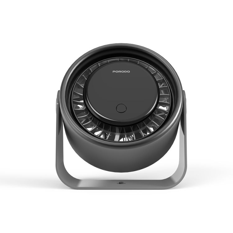 مروحة تبريد ميني فلورا من بورودو لايفستايل مع شاشة LED رقمية وتحكم باللمس، وقت تشغيل يصل إلى 9.5 ساعات، منفذ شحن USB-C، بطارية 3000 مللي أمبير، 4 أوضاع للسرعة، تشغيل صامت - رمادي