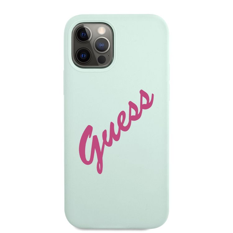 CG MOBILE Guess Silicone Vintage Hard Case With Pink Script, Easy Access to All Ports, Anti-Scratch, Shock-Absorption & Drop Protection Back Cover