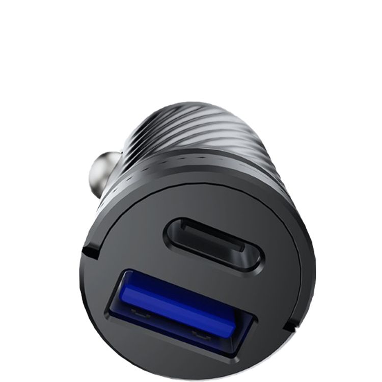 Powerology Pico Dual-Port Car Charger with Built-in Safeguards, 36W Power Delivery, Overvoltage Protection, Fast Charge, Universal Compatibility - Black