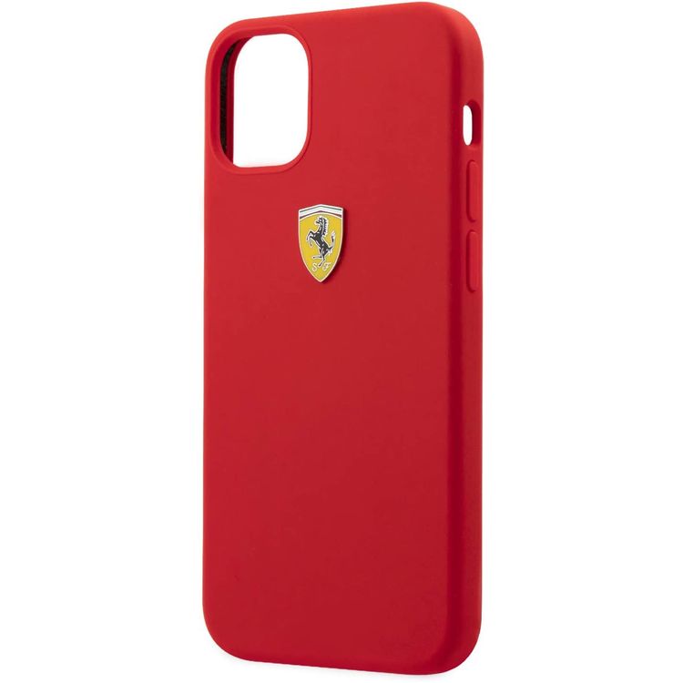 CG MOBILE Ferrari TPU On-Track Silicone Hard Case Metal Logo Compatible for iPhone 12 / 12 Pro (6.1") Shock & Scratches Resistant, Easy Access to All Ports (Cameras, Buttons & Speakers) Protective Back Cover Suitable with Wireless Chargers Officially Licensed - Red