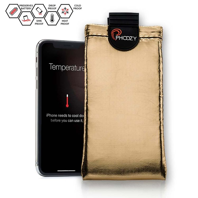 Phoozy XP3 Series Thermal Mobile Phone Case Capsule with Internal Stash Pocket, Insulated Ultra-Slim Weatherproof Pouch, Floating Case Bag, Multi Attachment Strap Gold-Medium