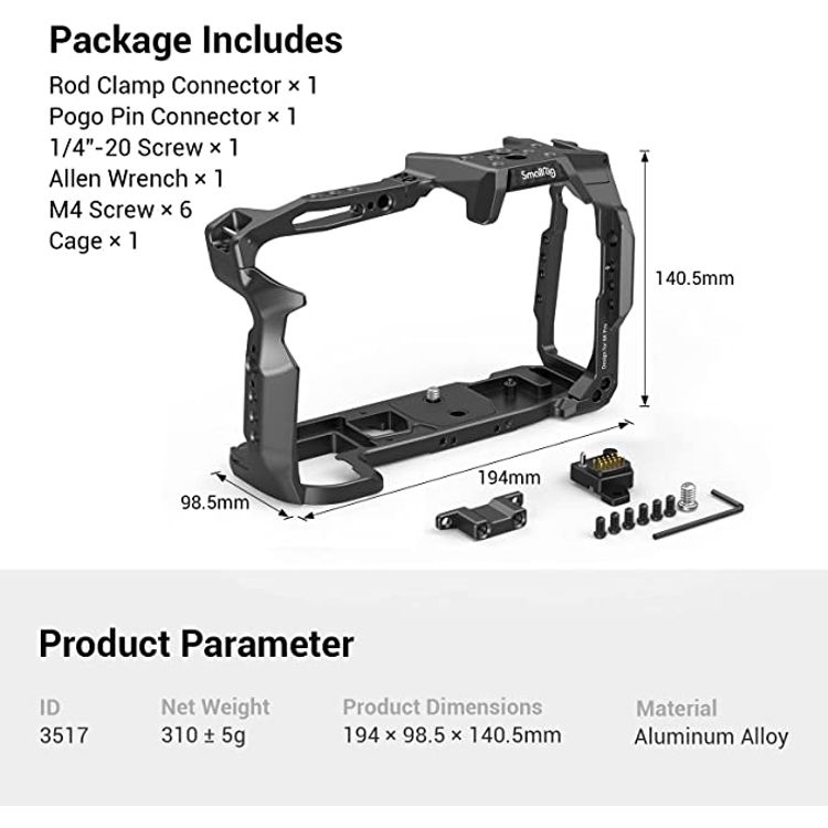 SmallRig Full Camera Cage for BMPCC 6K Pro（Advanced Version）3517